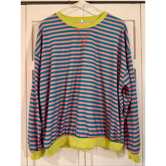 Amazon striped oversized crewneck sweater size M - Picture 2 of 7